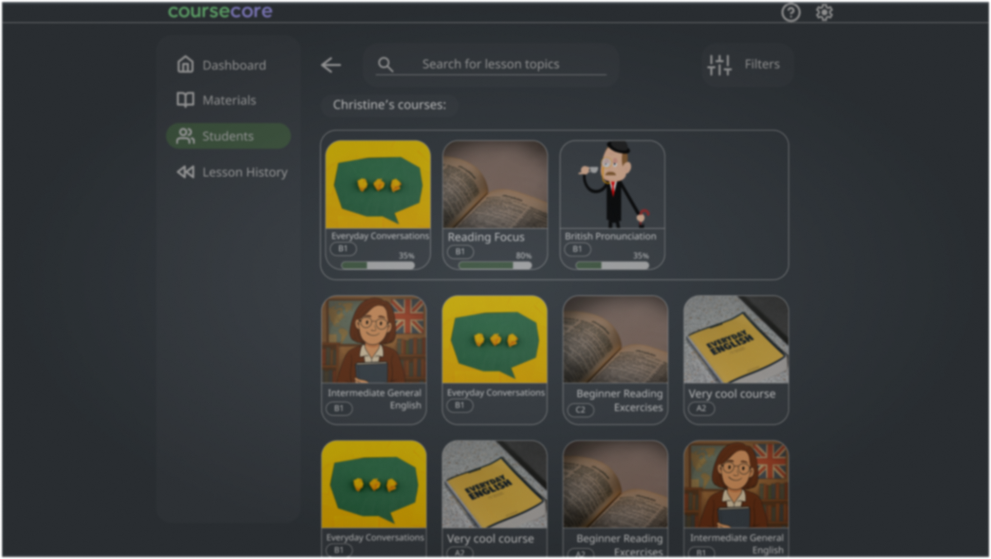 CourseCore teaching workspace